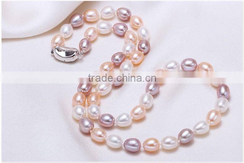 Light Loose excellent Quality White Round Freshwater Drop Pearl Necklace