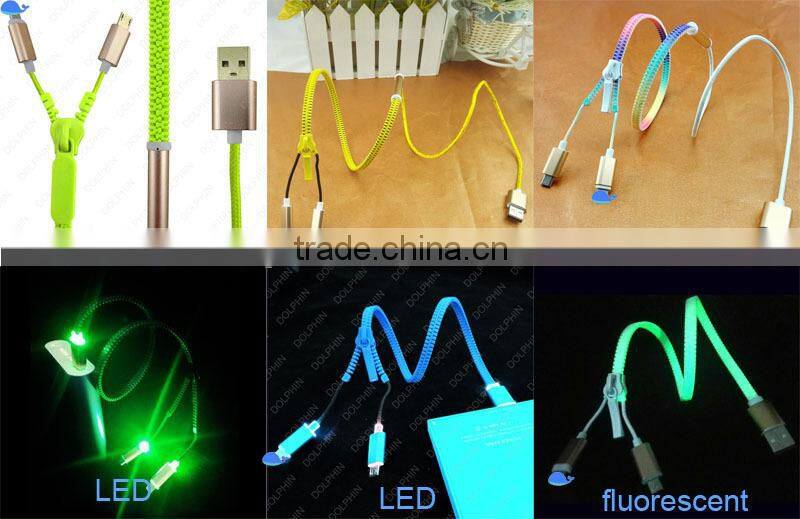 2 in 1 usb cable 2.0 data cable tangle free zipper usb cable for iphone 6