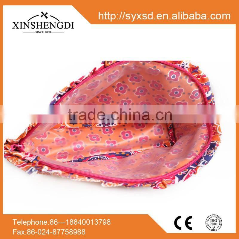 IR022 Classic High Quality Ladies floral fabric quilted cotton fashion woman clear travel cosmetic bag