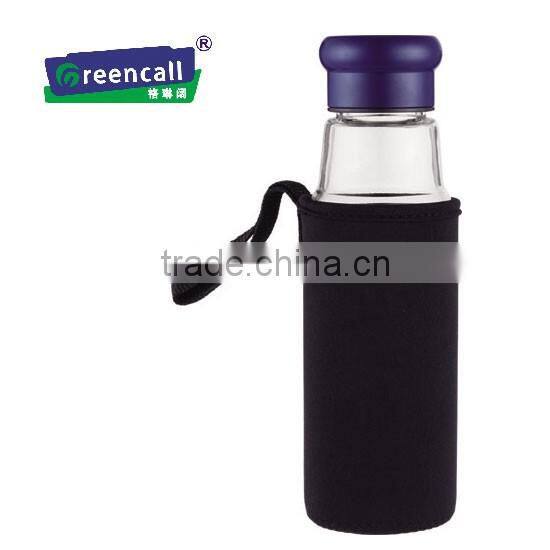 2016 BPA free PP lid knight glass water bottle with custom logo