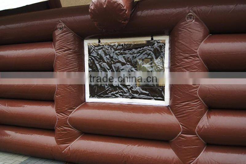 Wooden House style inflatable tent, inflatable log cabin tent for custom size