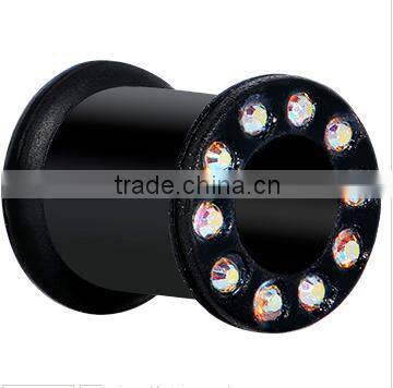 Black anodized surgical steel ear piercings fake ear plugs tunnel screw fit plug