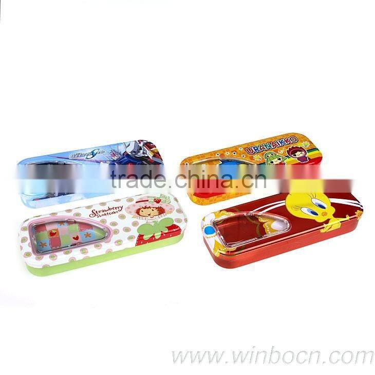 two layers cartoon tin metal students pencil case box