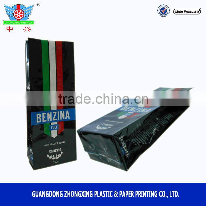 Aluminum foil side gusset coffee bag 250g with valve