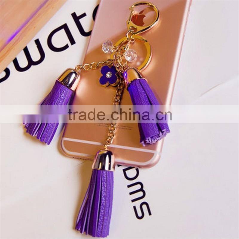 Luxury leather tassel car keychain