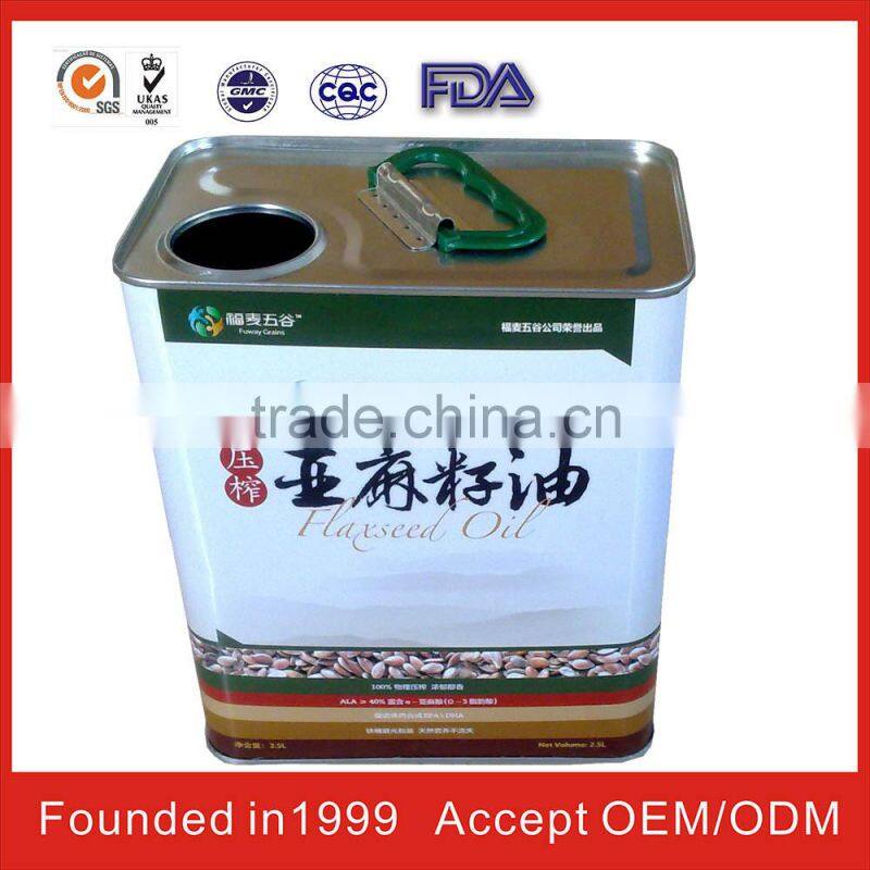 china square edible oil tin cans For FDA