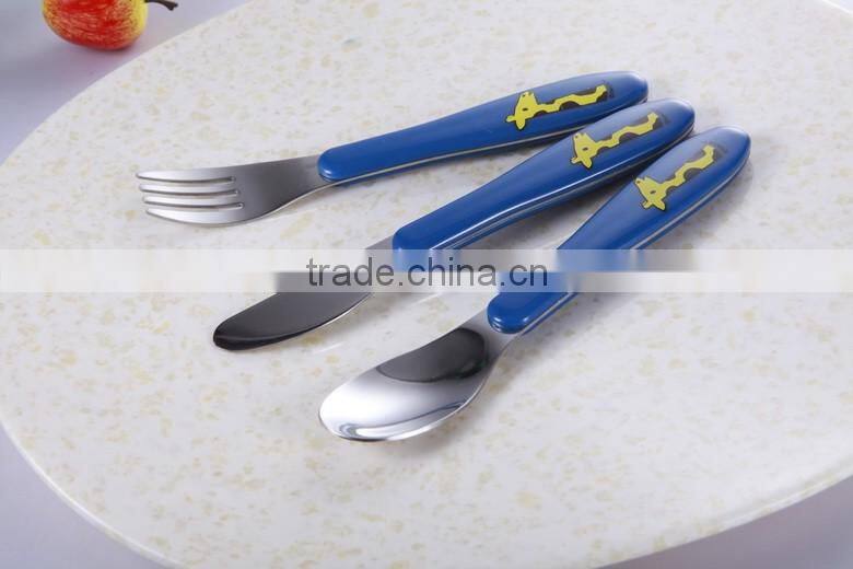 Stainless Steel Baby Cutlery Set spoon and Fork set Plastic Handle