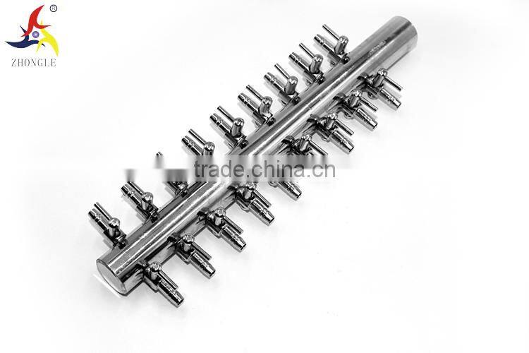 19 mm inlet 4 mm outlet one way in 18 way out metal air control valve