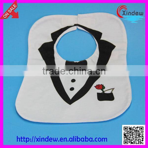 baby boy's vest bib with printed tie and button