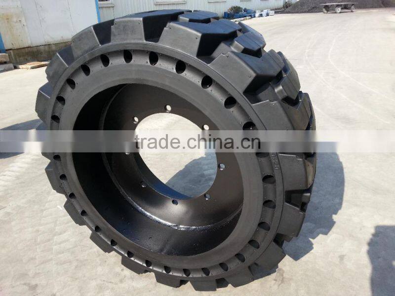 Hot sale solid skid steer tyres 10-16.5 12x16.5 with wheel rim for CAT,Bobcat, Skyjack