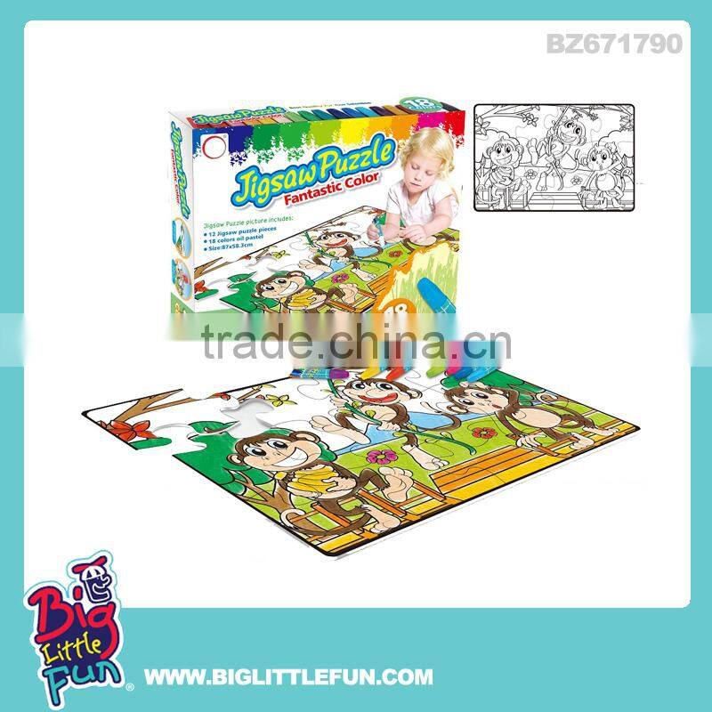 Drawing educational toy,doodle toys jigsaw puzzle with crayon