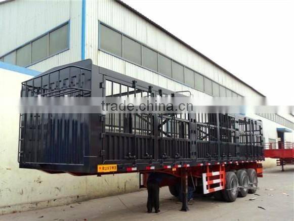 Truck trailer type 40 tons 3 axles two storages 50-60 head cow livestock fence semi trailer/cattle transport trailer for truck