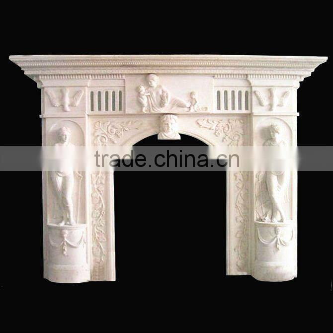 Italian White Marble Fireplace Frame With Girl Design