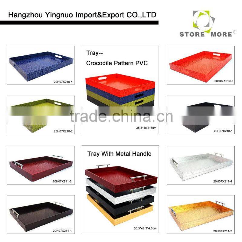 Coloful Leather Serving Tray with Two Handles, 35.5*48.3*5cm