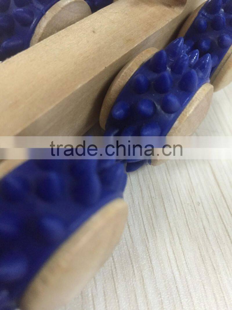 High Quality 8 Wooden Roller Rolling Ball Wheel Massager Slimming Care Fitness Massage Tool