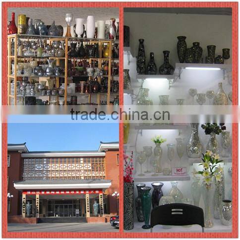 Modern Golden with Black Crackle Mosaic Mermaid Shape Large Tall Chinese Floor Vase