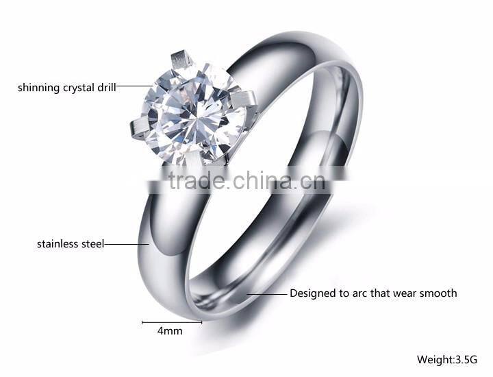 Cheap jewelry made in China Stainless steel ladies rings daily wear with CZ stones
