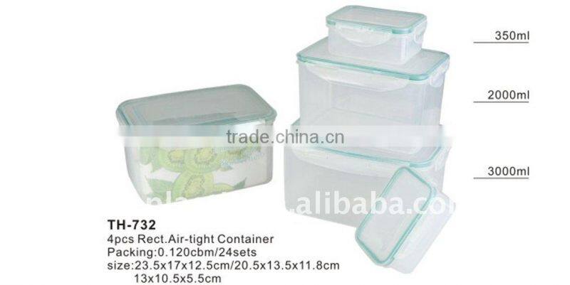 Plastic airtight food containers and storage boxes