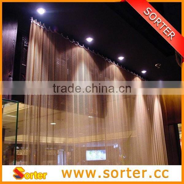 Sorter's wall curtain covering aluminum woven wire mesh
