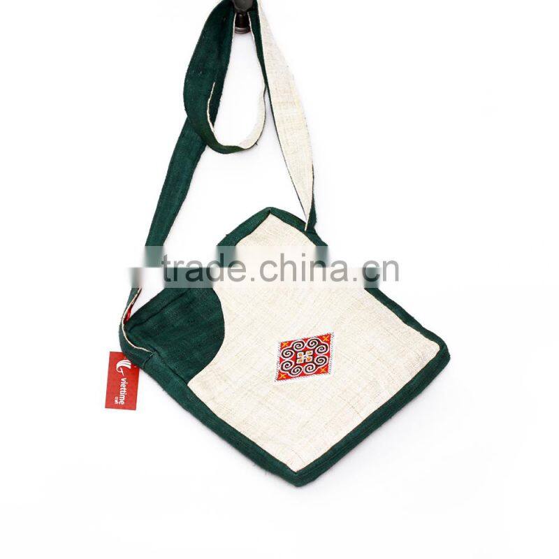 Brocade fabric handbag made by ethnic group from Sapa in Vienam, 100% hand dyed, hand sewn