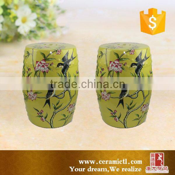 Yellow ceramic garden stool