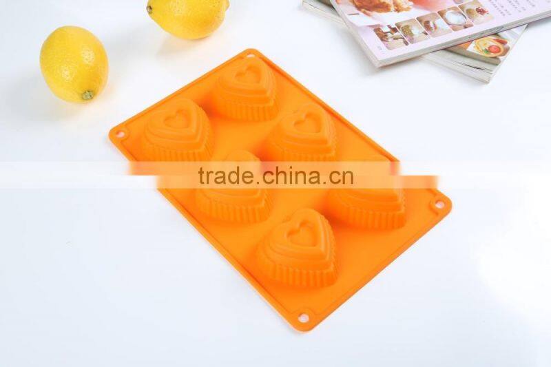 6 cavity heart Silicone Mold Cake Pan Baking Chocolate Molds