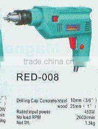 professional 450W rated input power electric drill for drilling steel and wood--RED 008(2208)