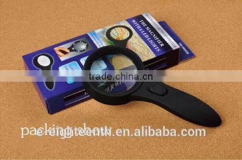 2016 New TH600559 4-10X loupes ABS material high rubber magnifying lens Handheld Magnifier quality frosted with LED UV lamp