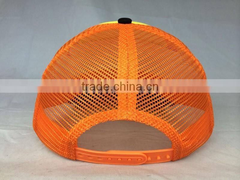 High quanlity 5 panel trucker caps and hats with flocking embroidery