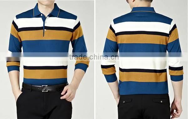 men long sleeve stripe performance polo shirt