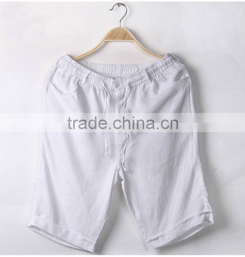 summer comfortable casual mens beach shorts plain linen shorts