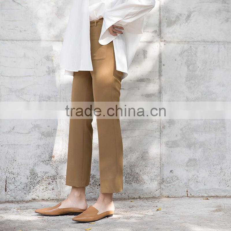 2017 New Fashion Women Wide Leg Pants White High Waist Trousers