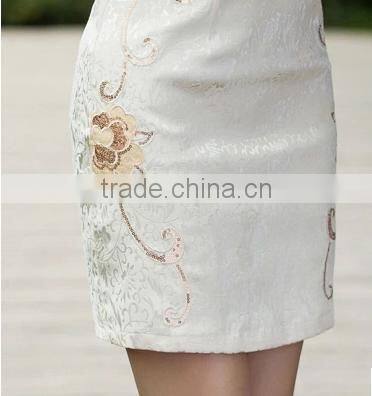 2016 New Style Elegant Chinese Ladies Summer Midi Short Sleeve Cheongsam Dresses