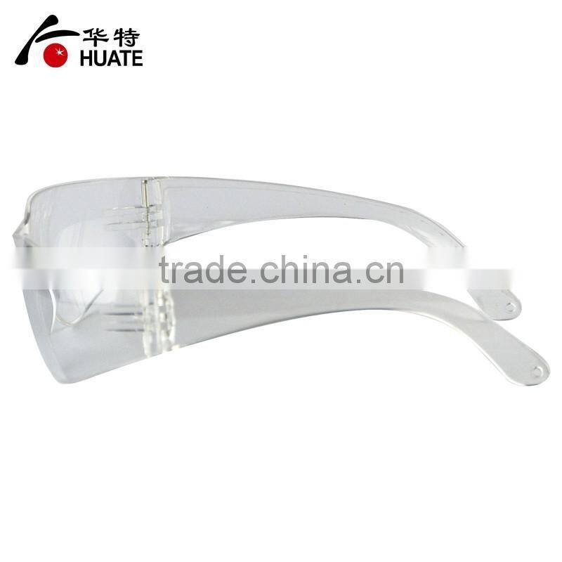 Custom colorful temples clear PC safety glasses,transparent safety glasses