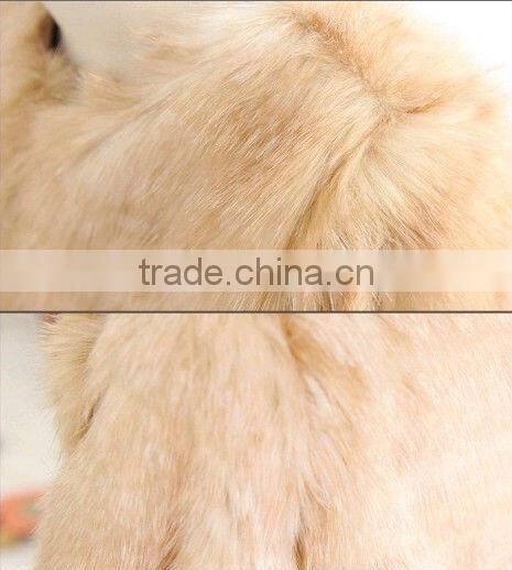 Plain color long child and kids coat with faux fur