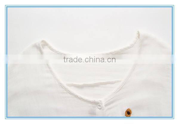 Half Sleeves V Neck Cotton Embroidery Breathable Fashion Lady Shirt