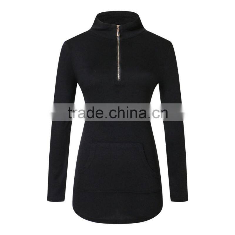 Wholesale Women Half Zip Long Sleeve Pullover Shirt