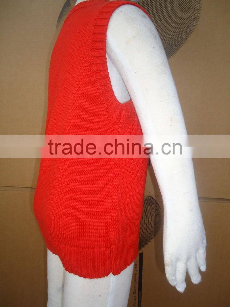 custom cheap unisex baby orange v-neck knitted nuiform sweater vest