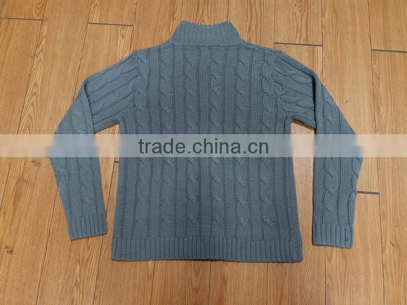 Men cardigan cable knit sweater with hidden zipper closure