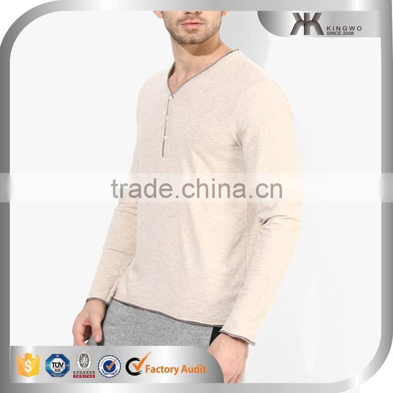 Cheap Man V Neck Cotton Wholesale Blank Long Sleeves T-shirts
