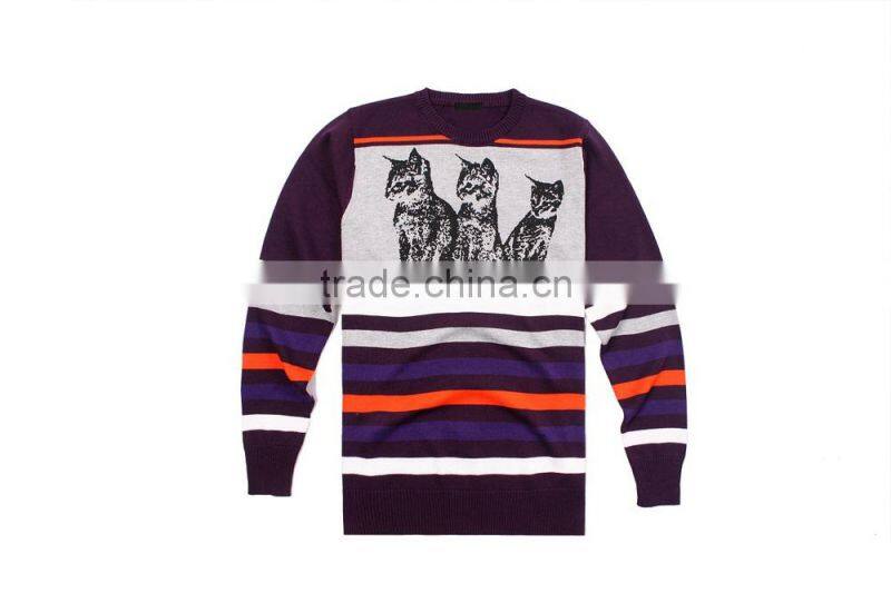 Mens Crew Neck Cartoon Digital Printing Sweater