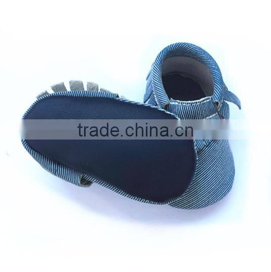 jean stripe baby moccasins leather shoes baby shoes