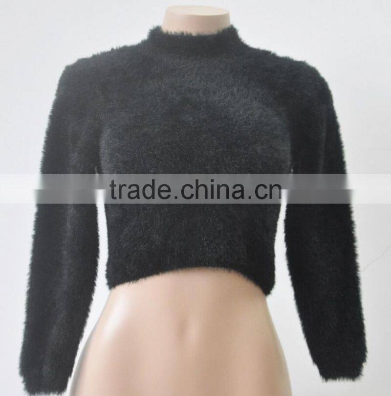 M1145 Runwaylover 2016 latest design fashion ladies fur turtleneck sweater tops