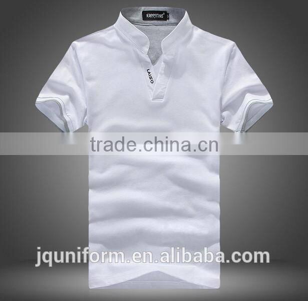 custom latest and new summer style solid colour v collar polo men shirt wholesale for sale