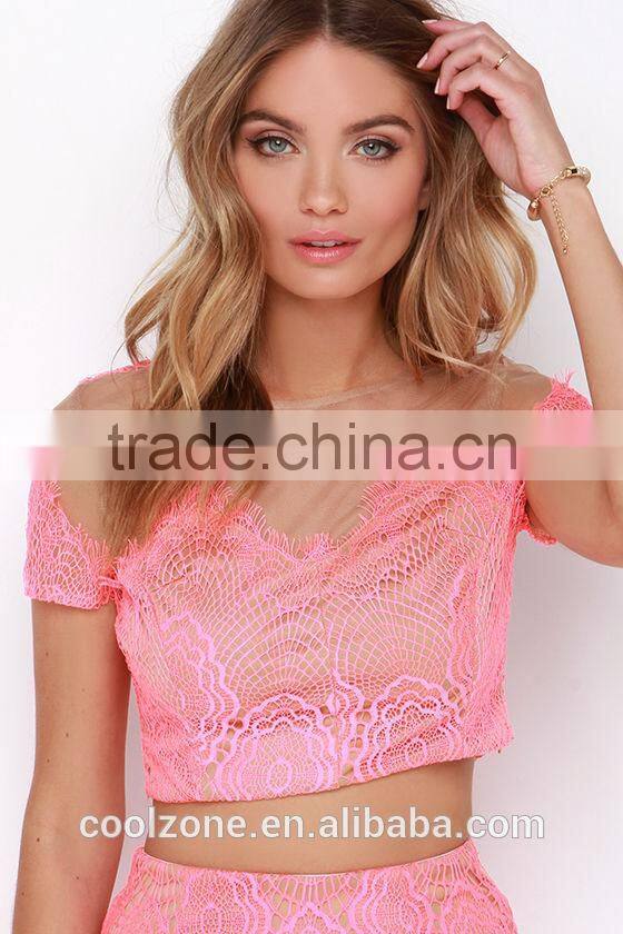 Sexy delicated mesh bodycon fit two piece prom dress lace prom dresses