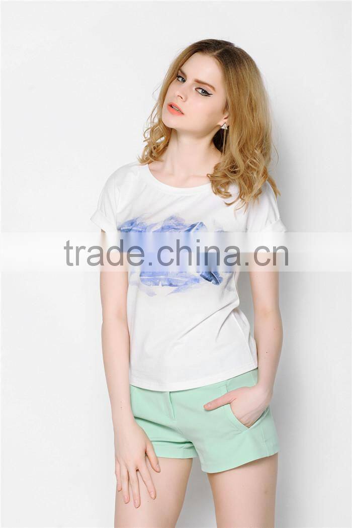 traditonal pattern printed casual fashion women custom silk screen t shirts, t shirts high quality