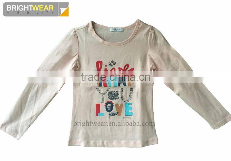 Children's 100% cotton long sleeve t shirt with lovely printing under shirt bottom shirt