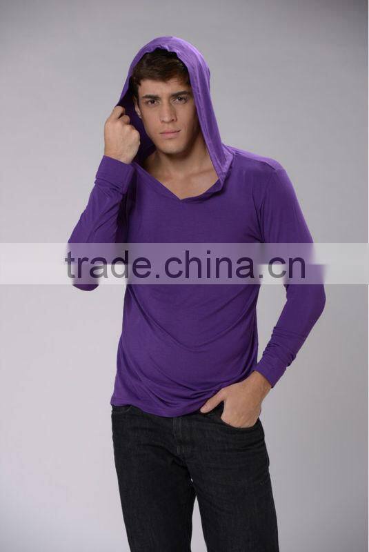OEM fashion blank heavy bamboo hoodie t shirt / 95% bamboo 5% spandex blank t shirt T13333