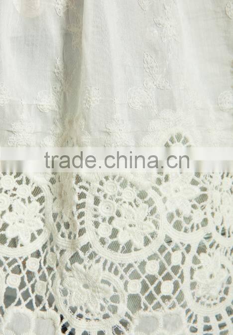 pleated front and back neckline lace trimmed hem top