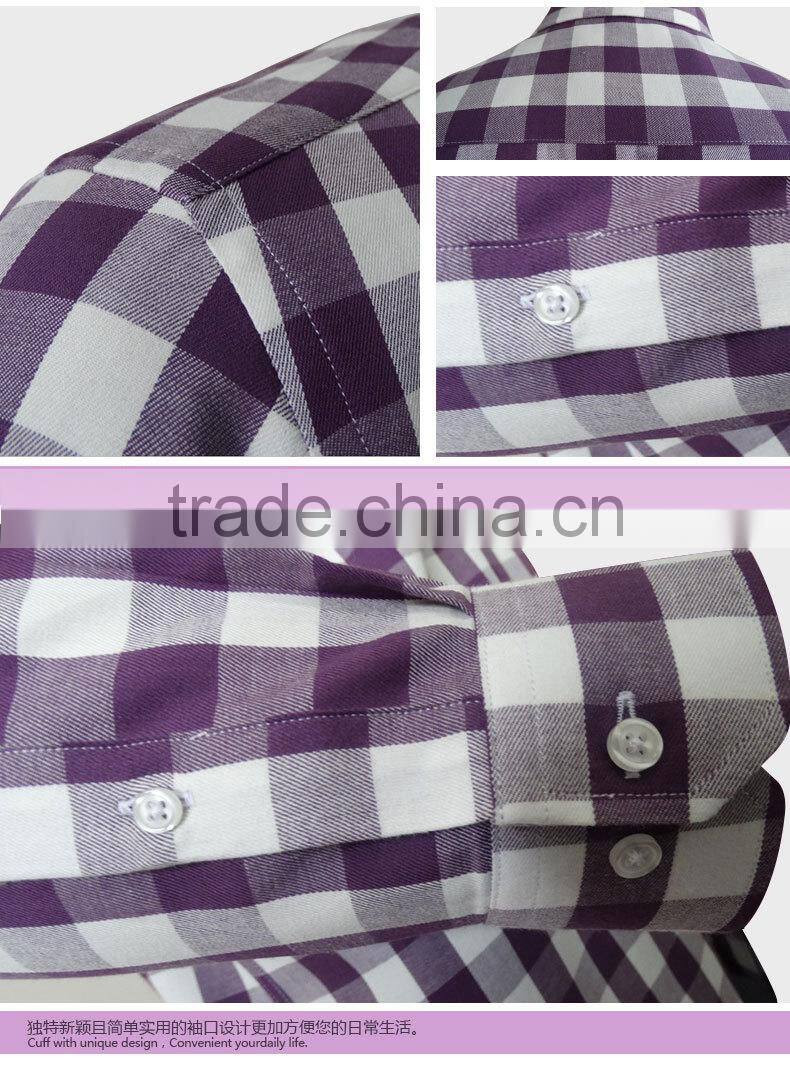 2017 new Brand Plaid Autumn Oxford mens slim fit fashion shirt